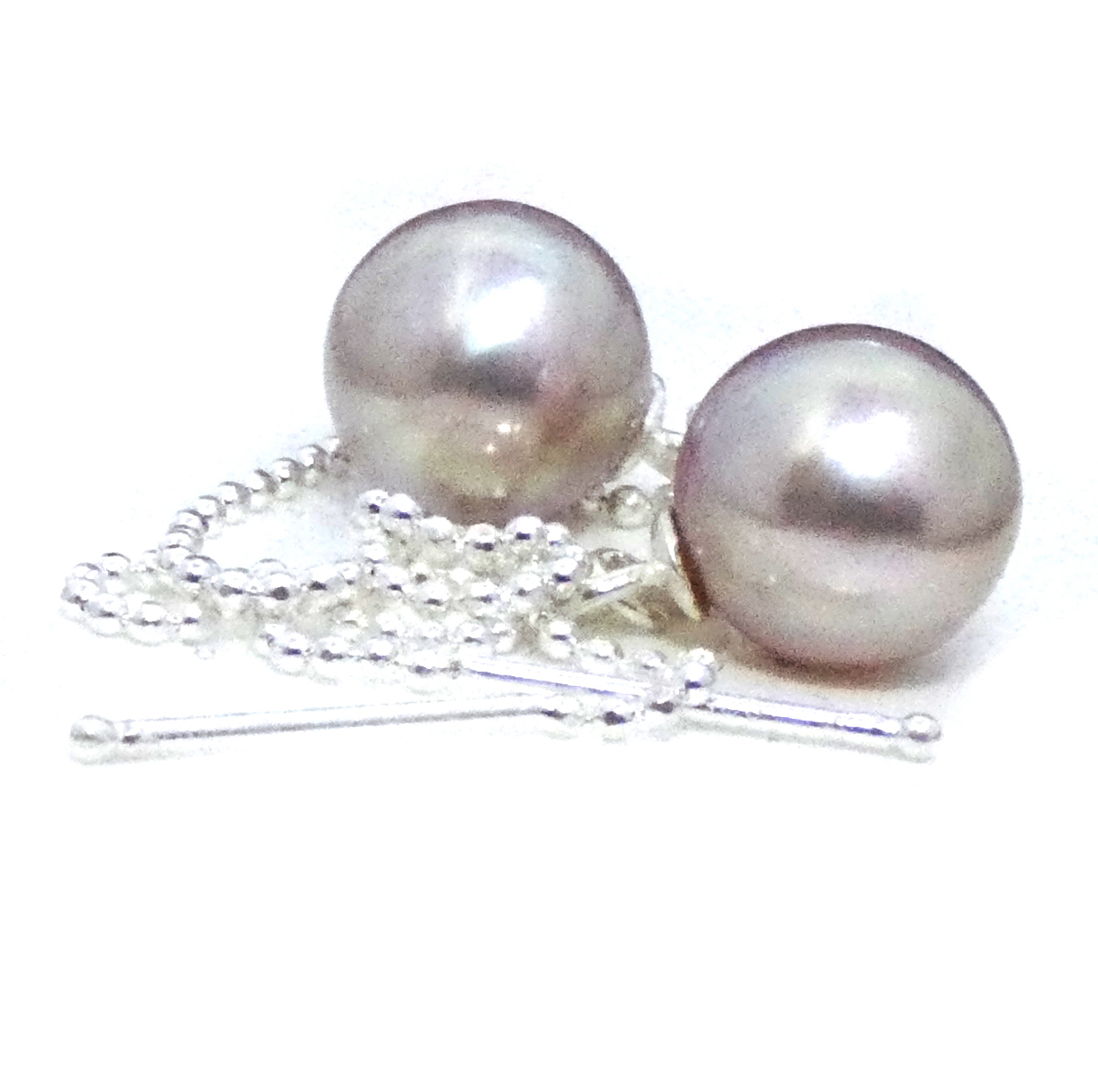 Grey AAA 8mm Round Pull Through Pearl Earrings
